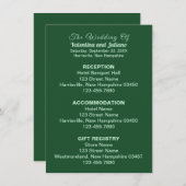 Monochrome Smaragdgrüne Hochzeitskarte Begleitkarte (Vorne/Hinten)