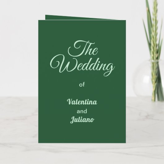 Monochrome Smaragdgrüne Hochzeitsprogramm Programm (Rückseite)