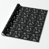 Monochrome Snowflake Weihnachtsmuster mit Skript Geschenkpapier (Ungerollt)