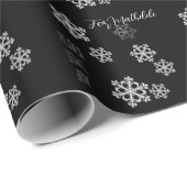 Monochrome Snowflake Weihnachtsmuster mit Skript Geschenkpapier (Rolleneckpunkt)