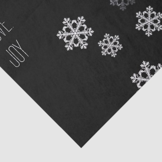 Monochrome Snowflake Weihnachtsmuster mit Skript Seidenpapier (Detail)