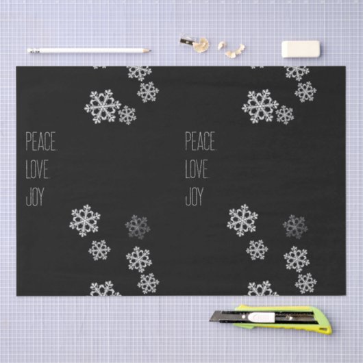 Monochrome Snowflake Weihnachtsmuster mit Skript Seidenpapier (Handwerk)