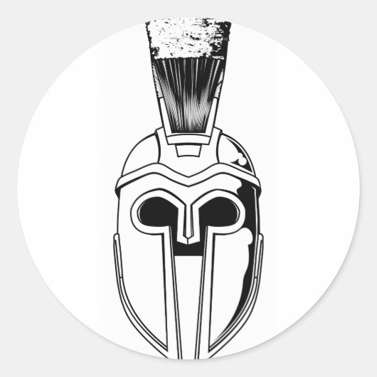 Monochrome Spartan-Helm-Abbildung Runder Aufkleber (Vorderseite)
