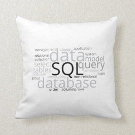 Monochrome SQL Database Word Cloud Kissen