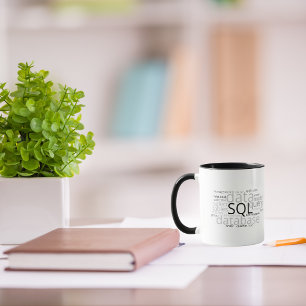 Monochrome SQL-Datenbank-Wortwolke Tasse