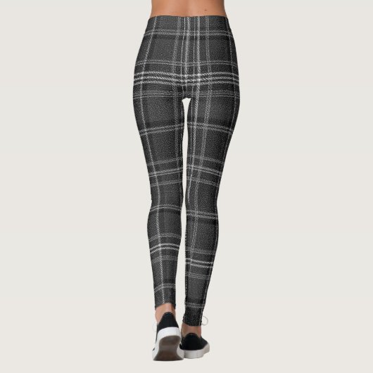 Monochrome Square Plaid Dark Gray Check Leggings (Rückseite)