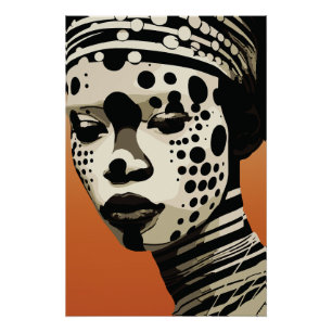 Monochrome Stammfrauen Portrait Art Poster