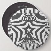 Monochrome Star "God Is Love" -  Black & White  Button (Vorne & Hinten)