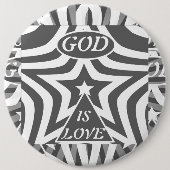 Monochrome Stern "Gott ist Liebe" -  Schwarz & Wei Button (Vorderseite)
