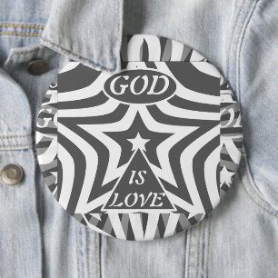Monochrome Stern "Gott ist Liebe" -  Schwarz & Wei Button