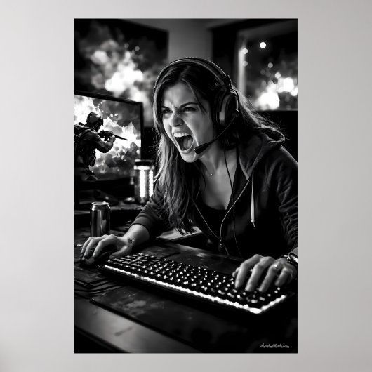 Monochrome Stress Burst Gamer Room Poster (Vorne)