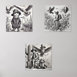 "Monochrome Surrealismus-Sammlung" Bilderwand Sets