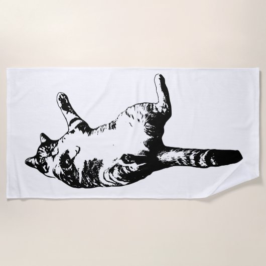 Monochrome Tabby-Linien Strandtuch (Vorderseite)