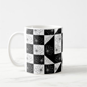 Monochrome Tafel und Blumenmuster für den Glamour Kaffeetasse