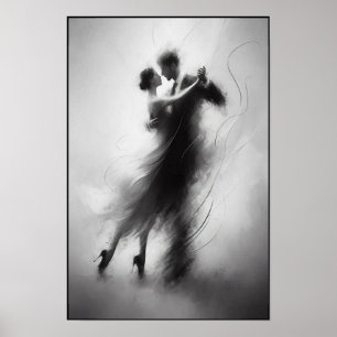 Monochrome Tango-Embrace in Motion Poster