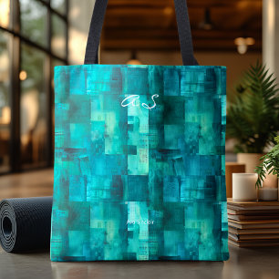 Monochrome Teal abstrakt personalisierte Tragetasc Tasche