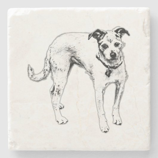 Monochrome Terrier Mix Drink Untersetzer (Vorderseite)