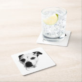 Monochrome Terrier Mix Face Untersetzer (Vor Ort)