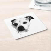 Monochrome Terrier Mix Face Untersetzer (angewinkelt)