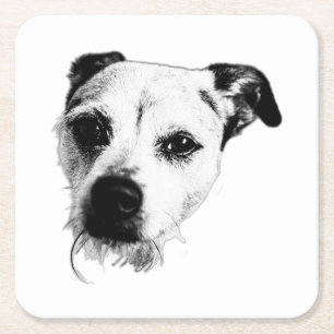 Monochrome Terrier Mix Face Untersetzer