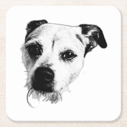 Monochrome Terrier Mix Face Untersetzer (Vorderseite)