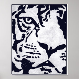 Monochrome Tiger mit Raven Poster