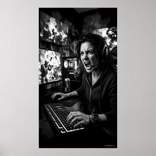 Monochrome Total Rage Gaming Room Poster (Vorne)