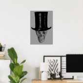 Monochrome-Totenkopf-Zylinder Poster (Heimbüro)