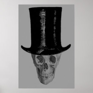 Monochrome-Totenkopf-Zylinder Poster