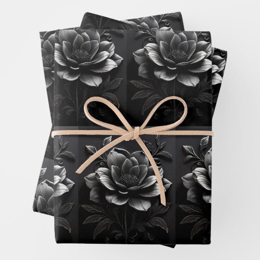 Monochrome Tree Elegance Wrapping Paper Geschenkpapier Set (Beispiel)