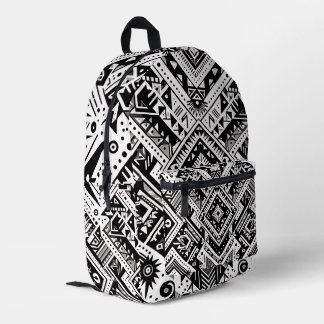Monochrome Tribal- Bold Symmetrie in Schwarz Bedruckter Rucksack