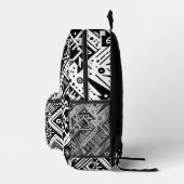 Monochrome Tribal- Bold Symmetrie in Schwarz Bedruckter Rucksack (Rechts)