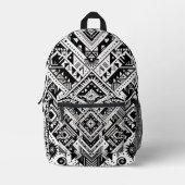 Monochrome Tribal- Bold Symmetrie in Schwarz Bedruckter Rucksack (Vorderseite)