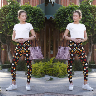monochrome Tribal-Sechseck Leggings