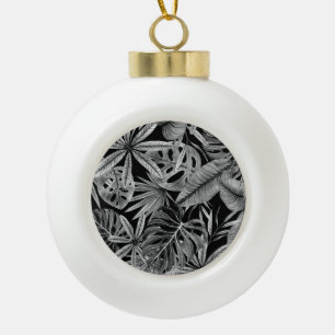 Monochrome tropische, Aquarellfarben Blätter Textu Keramik Kugel-Ornament