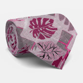 Monochrome tropische botanische Patchwork Krawatte (Gerollt)