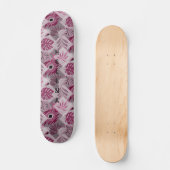 Monochrome tropische botanische Patchworkarbeit Skateboard (Vorderseite)