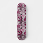Monochrome tropische botanische Patchworkarbeit Skateboard (Vorne)
