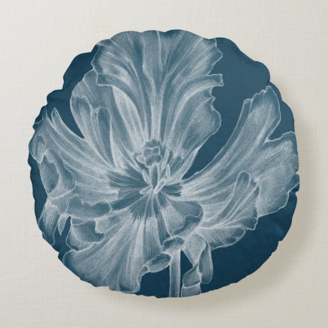 Monochrome Tulip II Rundes Kissen (Vorderseite)