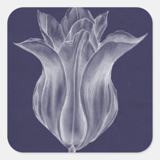 Monochrome Tulip III Quadratischer Aufkleber (Vorderseite)