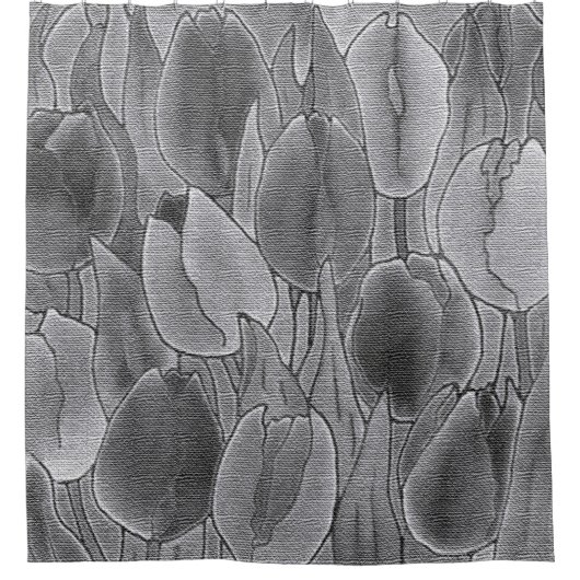 Monochrome Tulips Design Duschvorhang (Vorderseite)