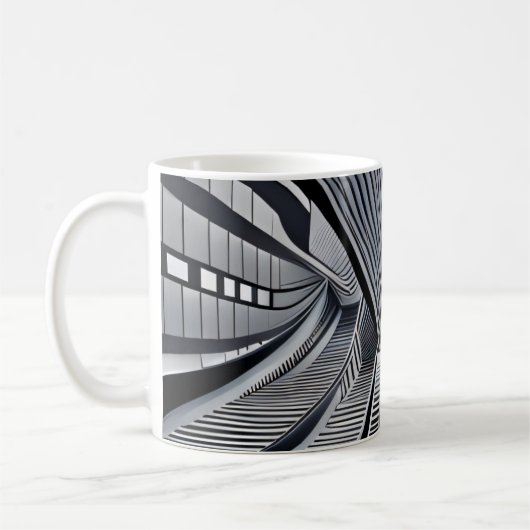 Monochrome Tunnel-Linien Kaffeetasse (Links)