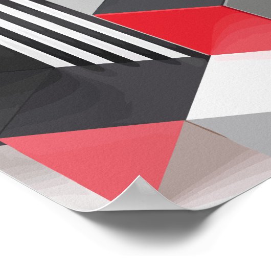 Monochrome und rote geometrische Blöcke Poster (Ecke)