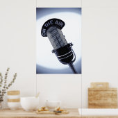 Monochrome Vintag an der Luftmikrophon-Printwerbun Poster (Küche)