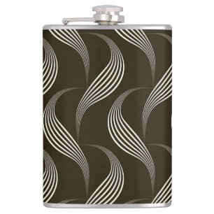 Monochrome Vintag: Geometrisches Nahtloses Ornamen Flachmann