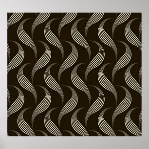Monochrome Vintag: Geometrisches Nahtloses Ornamen Poster
