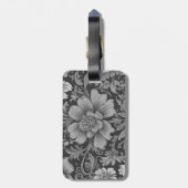 Monochrome Vintage Floral Pattern  Gepäckanhänger (Rückseite vertikal)