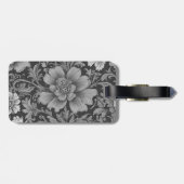 Monochrome Vintage Floral Pattern  Gepäckanhänger (Rückseite horizontal)