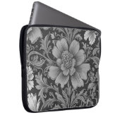 Monochrome Vintage Floral Pattern Laptopschutzhülle (Vorne Rechts)