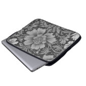 Monochrome Vintage Floral Pattern Laptopschutzhülle (Vorne Knopf)